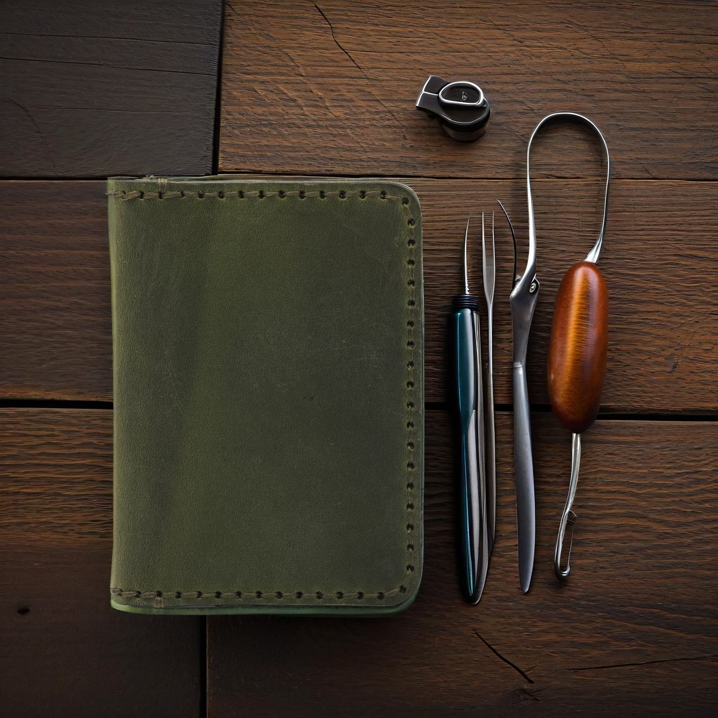 Handmade Leather Card Holder - Model 1B - E