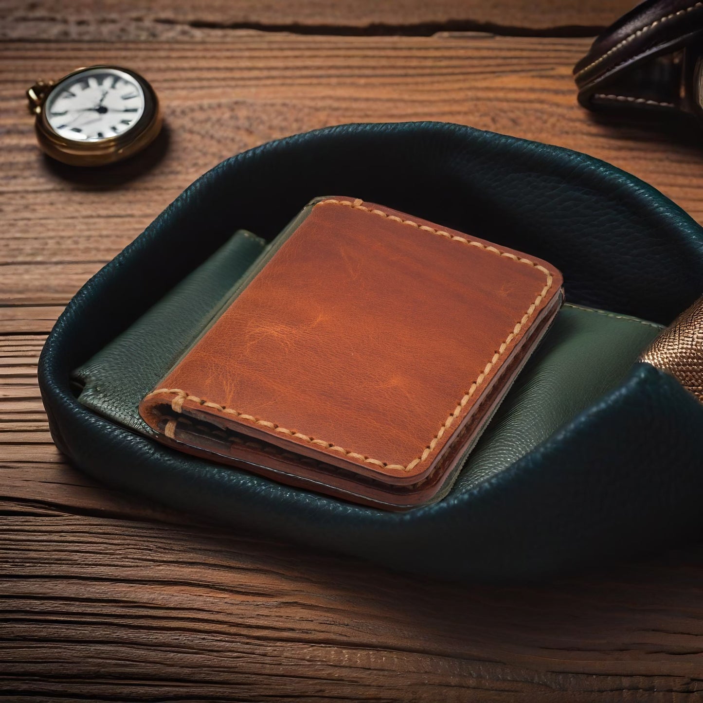 Handmade Leather Card Holder - Model 1A - E